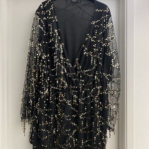 SHEIN 3x curve Black and Gold Sequin Dress